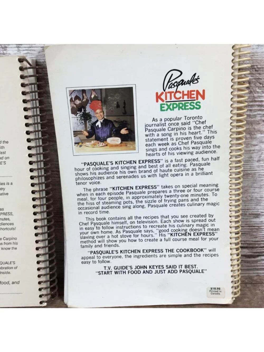 Pasquales Kitchen Express Cookbooks Vol 1 & 2 Spiral-Bound Chef Pasquale Carpino